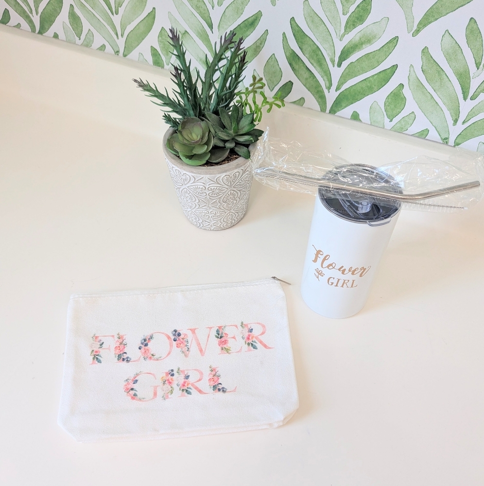 Flower Girl Pouch And Tumbler White  NEW